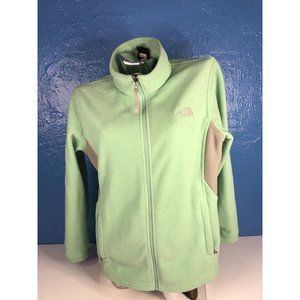 EUC The North Face Fleece Jacket Youth Girls XL 18 Mint Green Mock Neck Full Zip